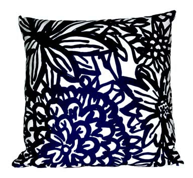 Flora Pillow-Navy